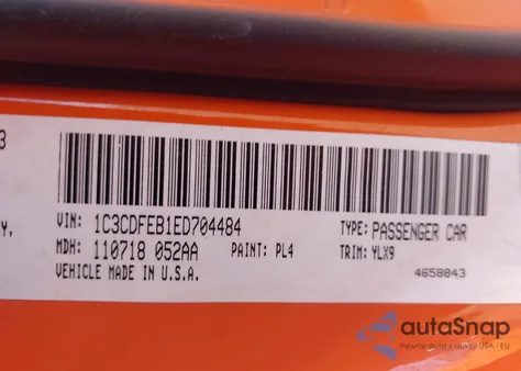 2014 Dodge Dart Gt z USA, uszkodzony, nr VIN 1C3CDFEB1ED704484